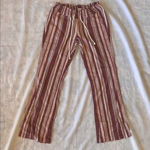 Roxy Oceanside Striped Flared Pants - Maroon/Coral